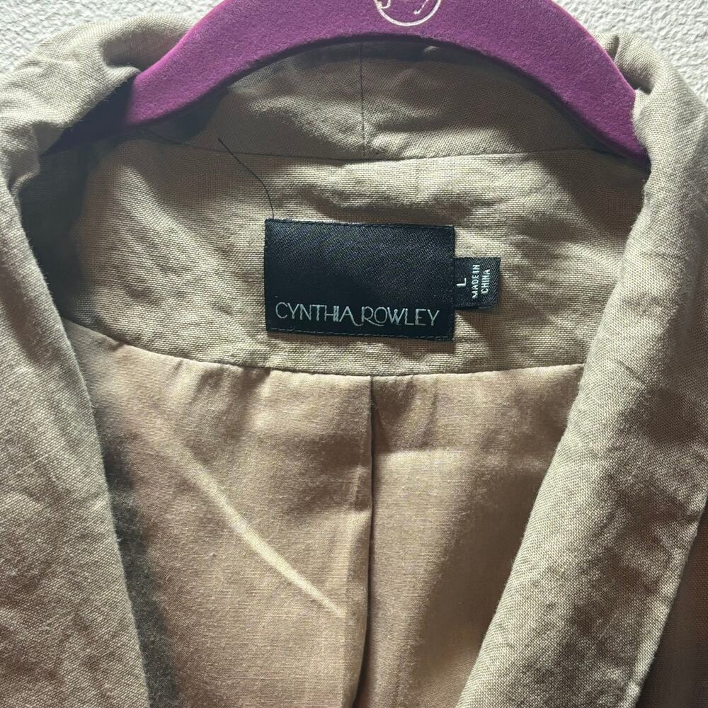 Cynthia Rowley Beige Linen Blazer Women’s Size L Lightweight Work Jacket - Picture 2 of 6